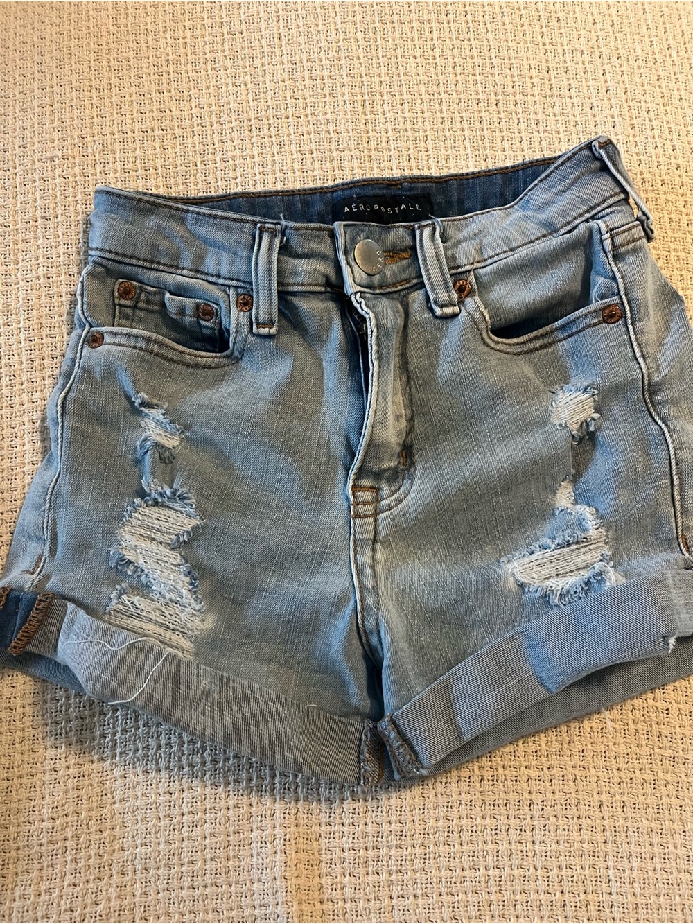 Aeropostale Light Wash Distressed Jean Shorts